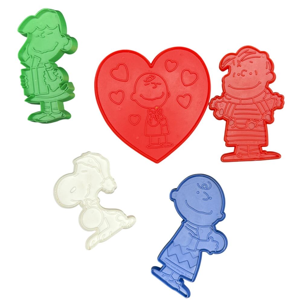 🐶 Vintage Peanuts Cookie Cutter Set 1990s Snoopy Charlie Brown Rare